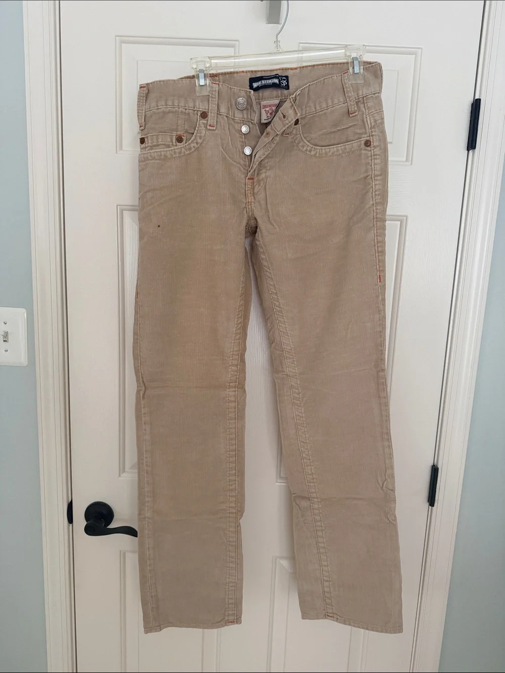 True Religion Men's Straight Corduroy Jeans in Beige